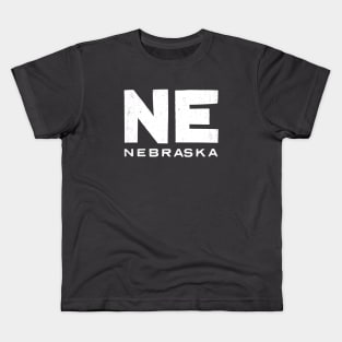 NE Nebraska State Vintage Typography Kids T-Shirt